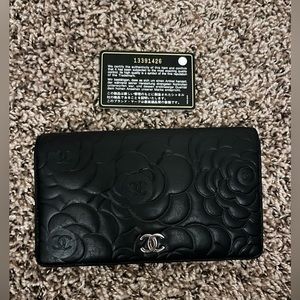 Chanel Camellia Lambskin Bi-Fold Wallet